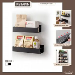 KOTAKIN Rak Magnet Dinding Kulkas Dapur Tempel Besi Kokoh Kotak Penyimpanan Bumbu Serbaguna
