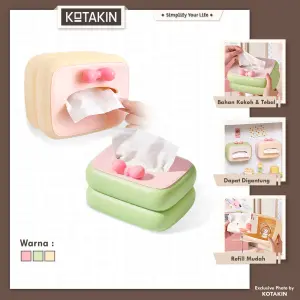 KOTAKIN Kotak Tempat Tisu Meja Warna Pastel Tissue Box Gantung Mobil Coquette Style