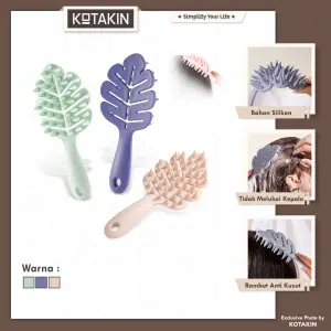 KOTAKIN Sisir Pijat Kulit Kepala Keramas Rambut Anti Ketombe Motif Daun Silikon Lembut
