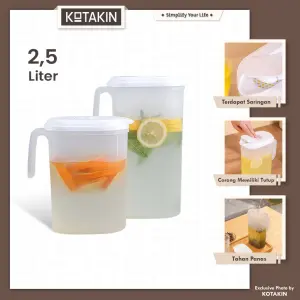 KOTAKIN Wadah Air Minum Kulkas Kapasitas 2.5 Liter Water Jug Dispenser Dengan Tutup Plastik