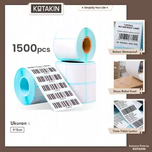 KOTAKIN Kertas Label Barcode Direct Thermal Stiker Ukuran 40x20mm Roll Kertas Printer Resi